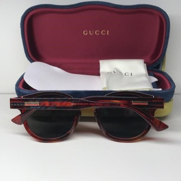 Gucci GG0825S 005 49 Havana Grey Round Sunglasses | New Authentic - Picture 6 of 15